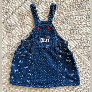 Vintage Osh Kosh B'gosh Vestbak‎ Floral Denim Overall Dress Size 4T Made in USA